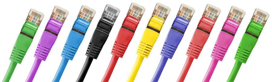 Multiple Colored Ethernet Cables Lined Up - Smaller