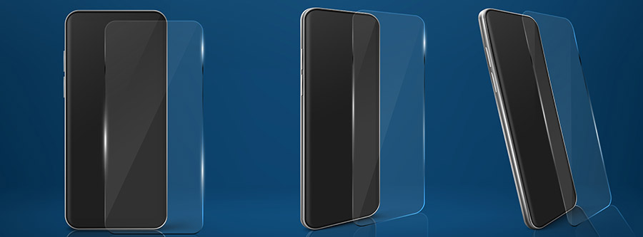 Смартфон с защитным стеклом, мобильный телефон с прозрачной пластиковой защитной пленкой от повреждений и царапин
