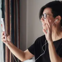 Woman using a smartphone for a video call