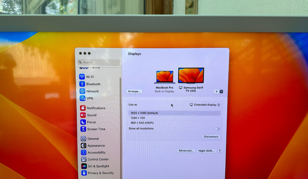 Mac Settings Using Samsung Serif As Monitor