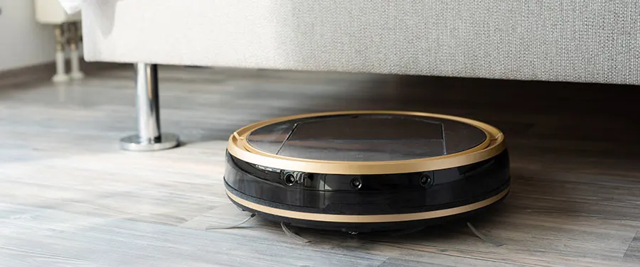 Robot vacuum cleaner runs under bed