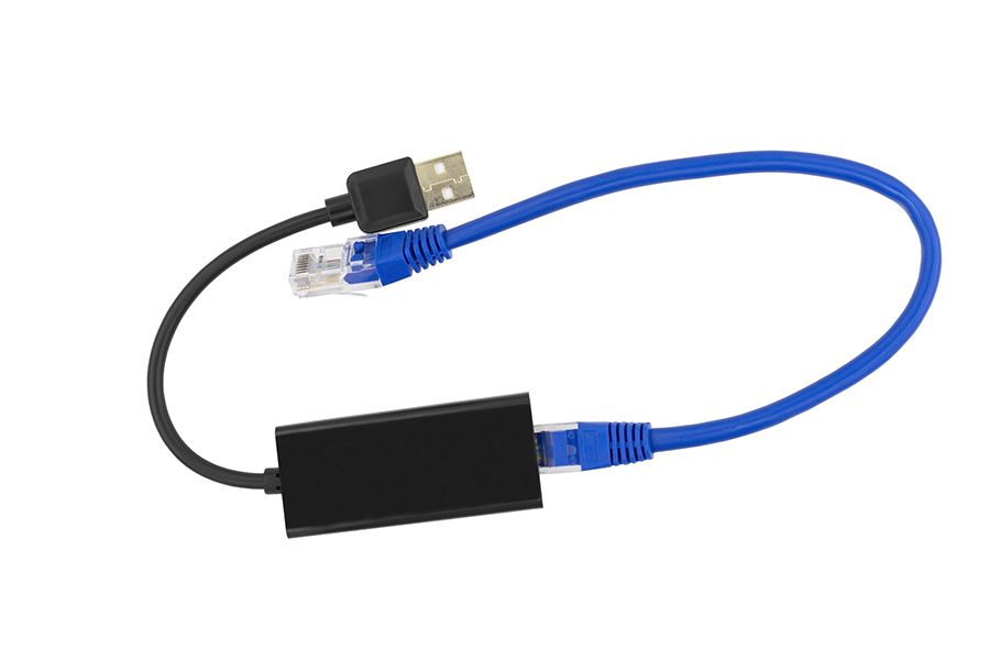 USB to Ethernet Adapter on White