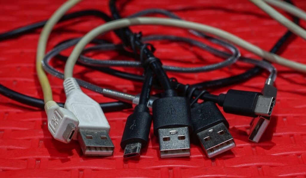 Close up of USB cable for charger
