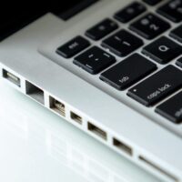 Modern laptop ports close-up