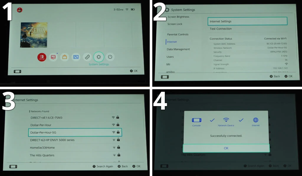 Nintendo Switch 5GHz WiFi Steps