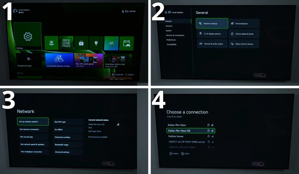 Xbox Series X 5GHz WiFi Steps