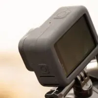 A GoPro HERO 9 Black on a bicycle in the forest in spring