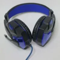Black and blue color of headphone gaming gear