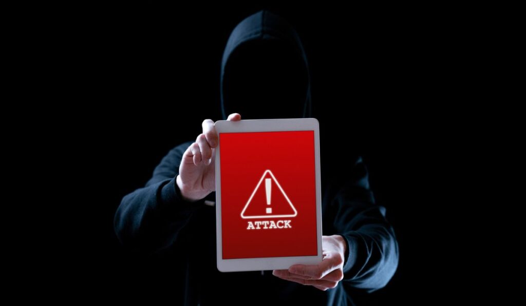 Cyber hacker attack tablet 
