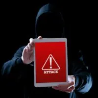 Cyber hacker attack tablet