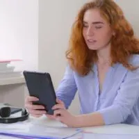 Female has distant meeting with client