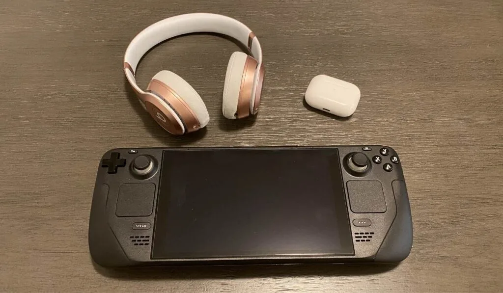 Steam Deck with Bluetooth Headphones