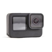 black action camera with screen