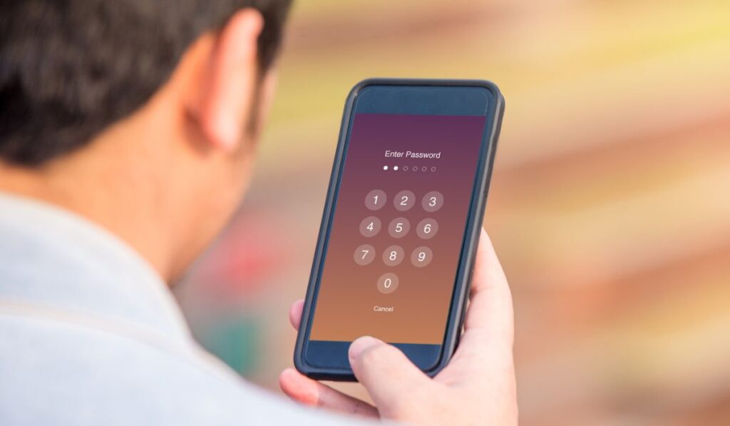 Enter Passcode concept on phone screen