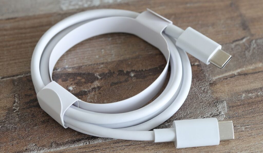 White USB-C to USB-C cable