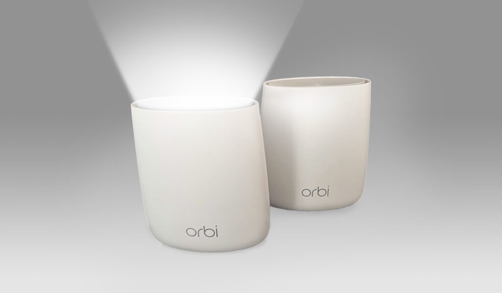 two orbi routers together with one flashing white