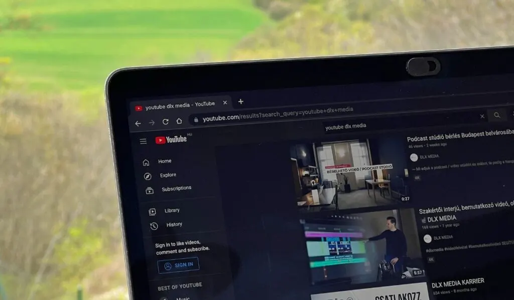 YouTube channel settings on a laptop