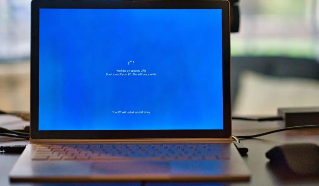 A Microsoft Surface book updating it's operating system software