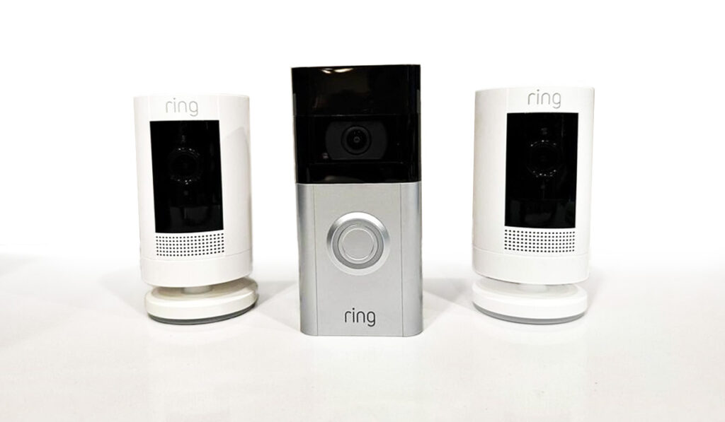Ring Doorbell and two Ring Cameras
