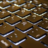 Spanish keyboard of a self-liking laptop focusing on the characteristic letter &Atilde;&lsquo; of the Spanish alphabet