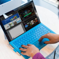Surface pro computer with four window split screen